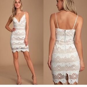 White Lace Spaghetti Strap Bodycon Dress